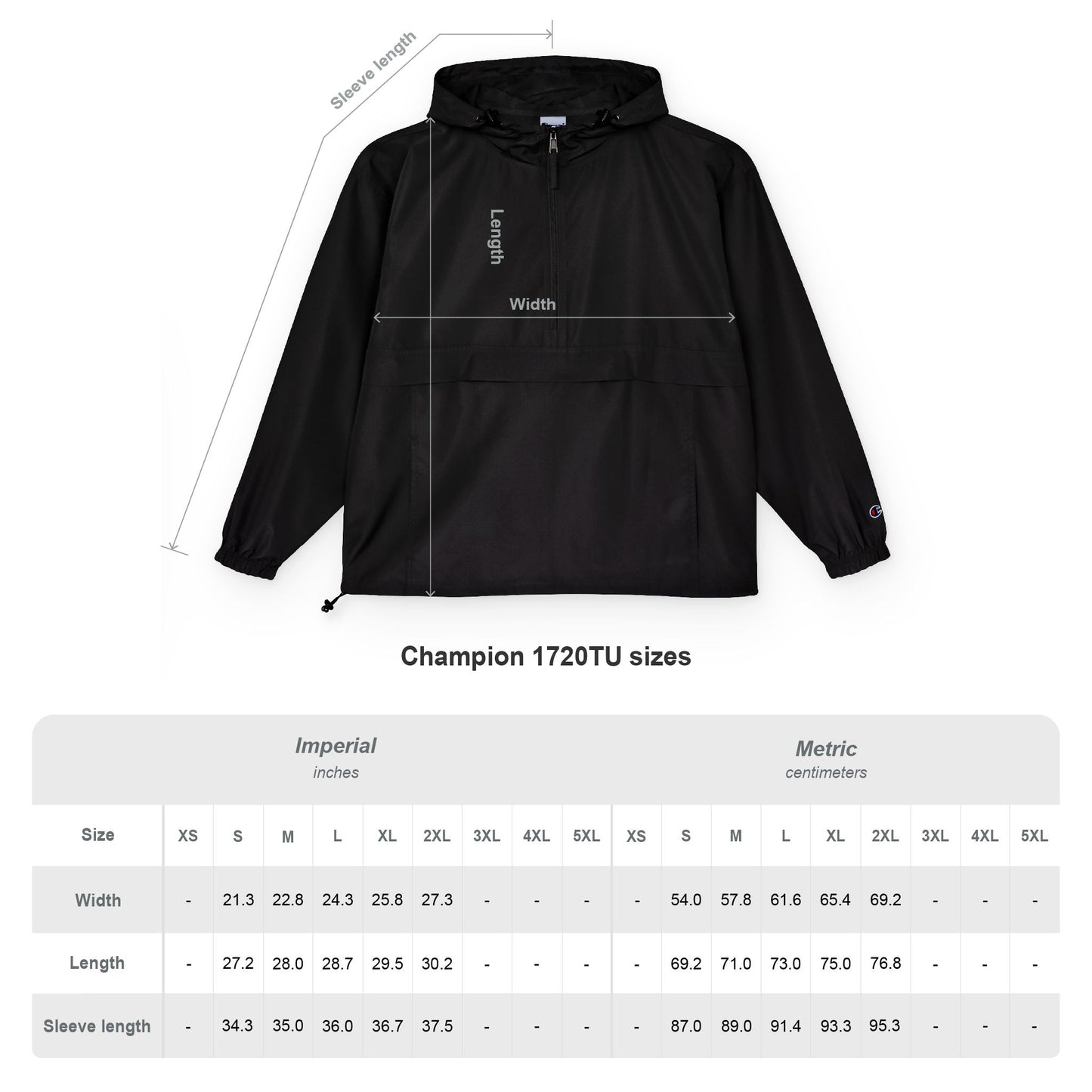 Champion Packable Anorak Jacket — Lightweight Windbreaker Hooded Pullover