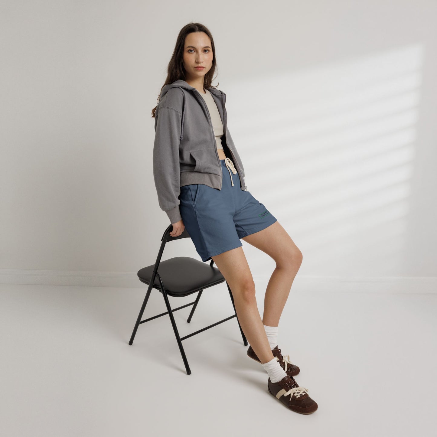 EBITDA Embroidered Sweat Shorts — Lightweight Fleece Casual Lounge Shorts