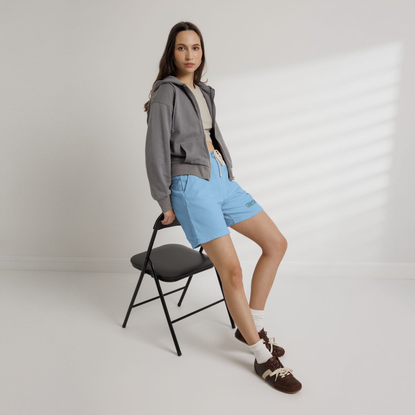 EBITDA Embroidered Sweat Shorts — Lightweight Fleece Casual Lounge Shorts
