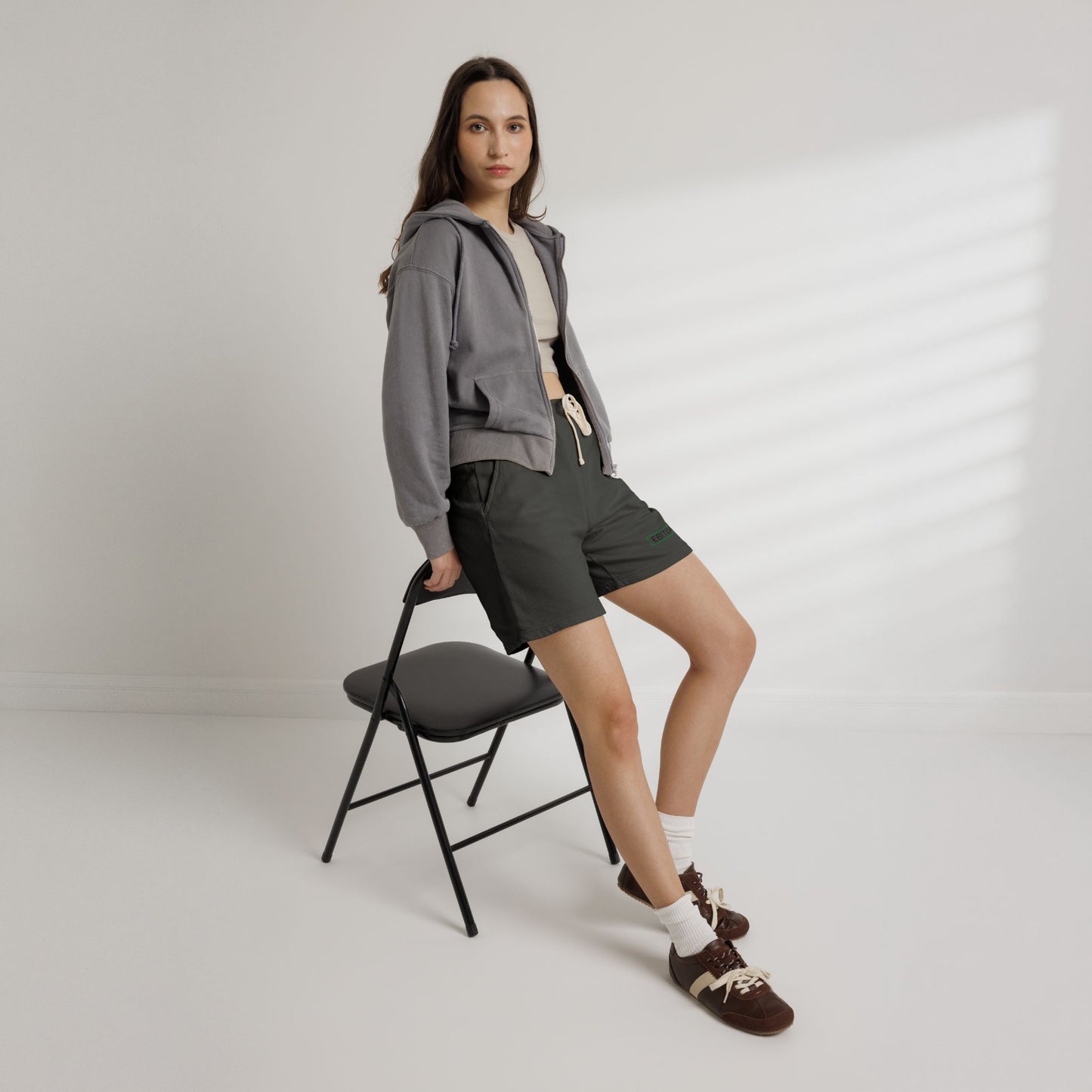 EBITDA Embroidered Sweat Shorts — Lightweight Fleece Casual Lounge Shorts